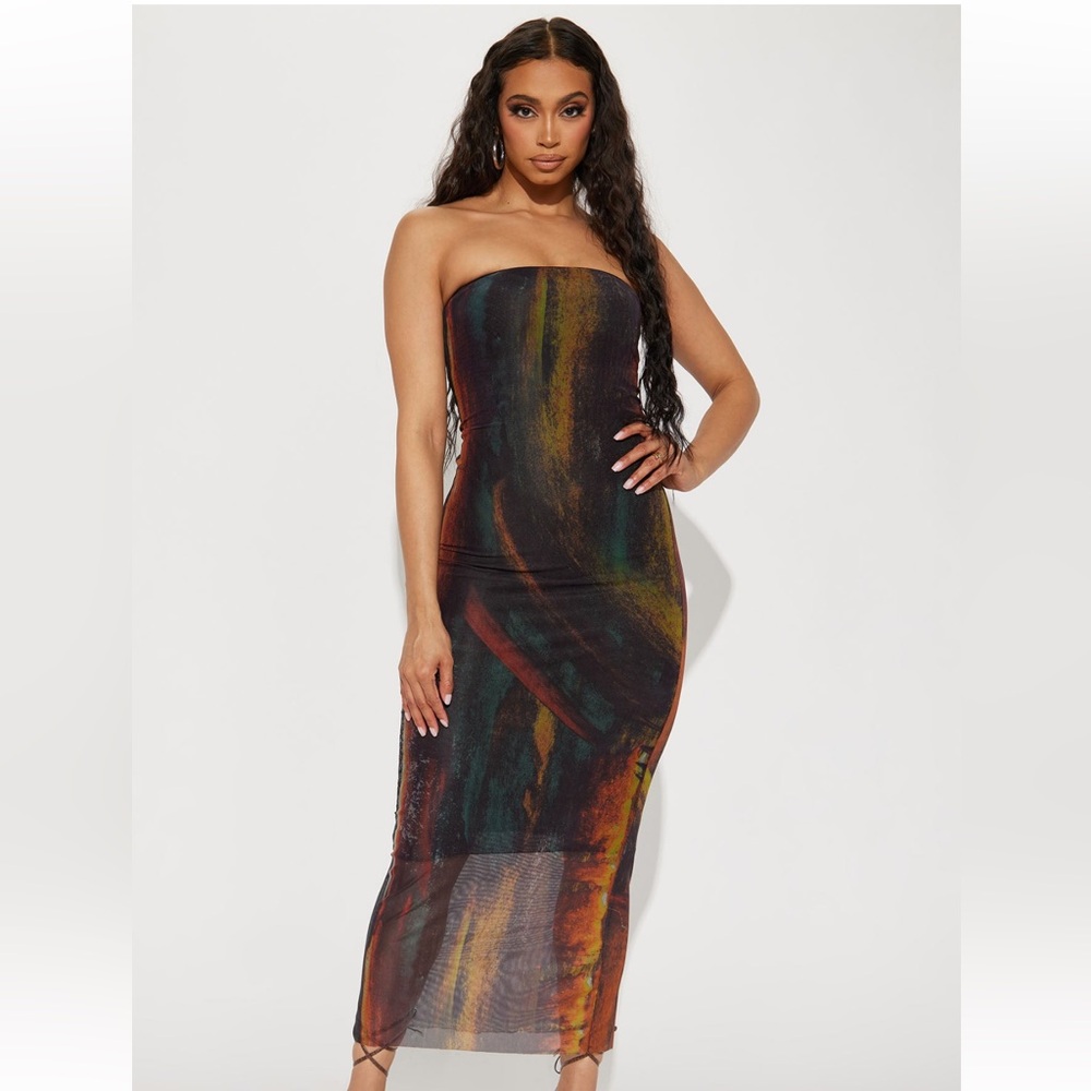 Mesh maxi tube dress